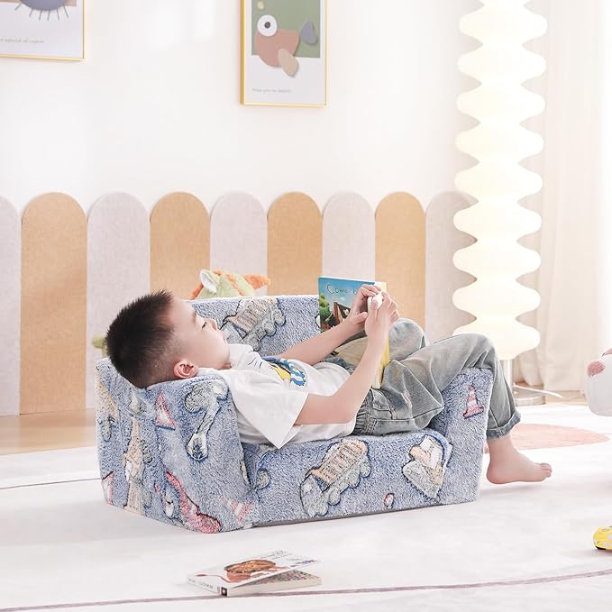 Tiita Kids Sofa, 2-in-1 Kids Sofa Chair, Convertible Children Couch to Lounger, Flip Out Kids Sofa Chair, Toddler Armrest Chair Bed, Folding Kids Play Sofa for Girl or Boy, Purple Paws