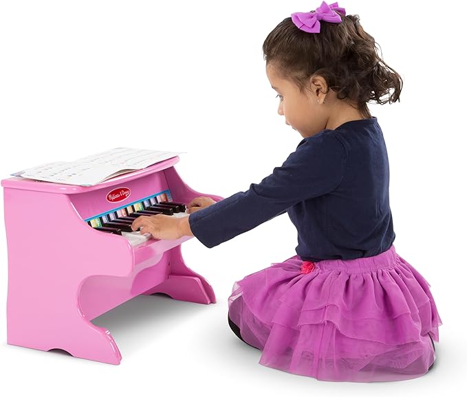 Melissa & Doug Learn-to-Play Pink Piano With 25 Keys and Color-Coded Songbook