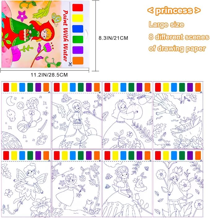 BAOXUE Water Coloring Books for Kids Ages 4-8,Paint with Water Colors Book for Toddlers,Watercolor Painting Paper Gift for Boys Girls 2-4 Years