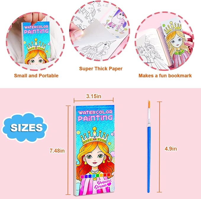 BAOXUE Water Color Paint Sets for Kids, Pocket Watercolor Painting Coloring Book, Paint with Water Books for Kids Ages 4-8, Art Craft Set for Girls Boys Drawing with Brush