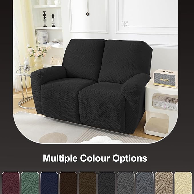 NORTHERN BROTHERS Recliner Chair Covers, Loveseat Chair Covers, Covers for Reclining Chairs, Recliner Couch Cover 2 Seat, Black