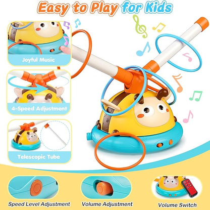 4 in 1 Musical Jump Toy, Toss Ring & Baseball Game, Indoor Outdoor Toys for Kids 4-8, Inside Outside Family Sports Games for Ages 3-7, Ideal Birthday, Party Favor Gifts for Boys Girls Ages 3 4 5 6 7 8