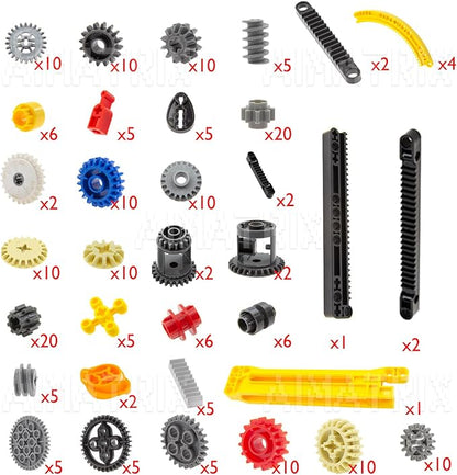 237Pcs Technic-Parts Building Blocks,Gears-Axles-Pins Axle-Pin-Gear Compatible with Major Brands Rack-Gear-Axle Pin Connector-Differential, MOC Replacement Parts Kit.