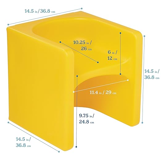 ECR4Kids Tri-Me 3-In-1 Cube Chair, Kids Furniture, Yellow