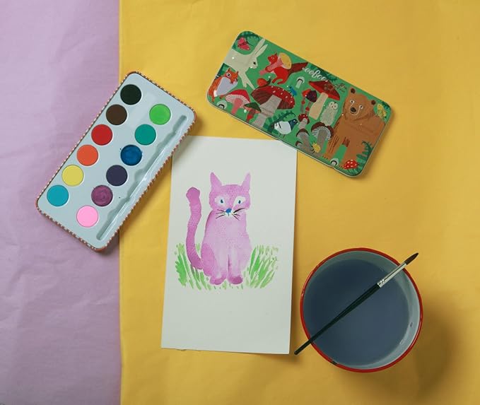 eeBoo: Watercolors Paint Set/12 Colors, Paint Brush Included, Comes in a Portable Tin Set, Easy to Close, Perfect for Watercolor Painting, Hand Crafts with Paints and Other Artworks