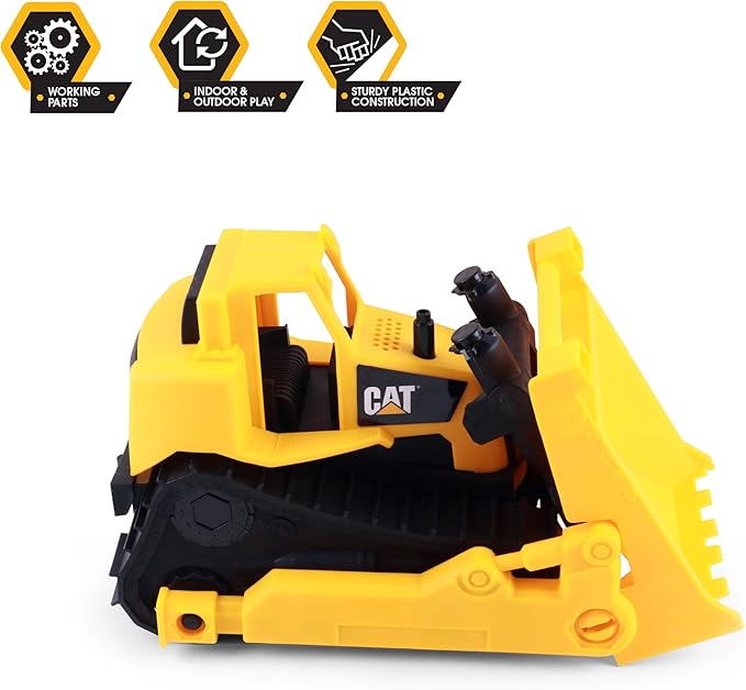 CAT Construction Toys 15" Bulldozer Construction Toy | Ages 3+ | Sturdy Plastic | No Batteries Required | Cat Construction Tough Rigs Series