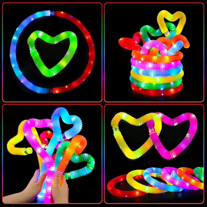 12 pcs Light Up Glow Sticks, Party Favors for Kids 4-8 8-12 Pop Tubes Glow in The Dark Party Supplies Goodie Bag Birthday Party Gifts Students Prizes Halloween Xmas Stocking Stuffers