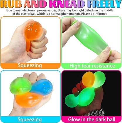 12Pcs Glow in The Dark Sticky Balls Toys, Upgraded Glowing Sensory Balls Stick to The Ceiling, Stress Balls for Kids and Adults, Autism& ADHD Toys, Stocking Stuffers & Party Favors