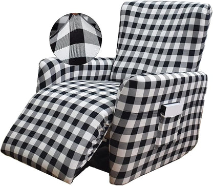 NILUOH Stretch Recliner Cover 4 Pieces Electric Power Lift Recliner Chair Cover Reclining Couch Cover Anti-Slip Fitted Furniture Protector with Side Pocket