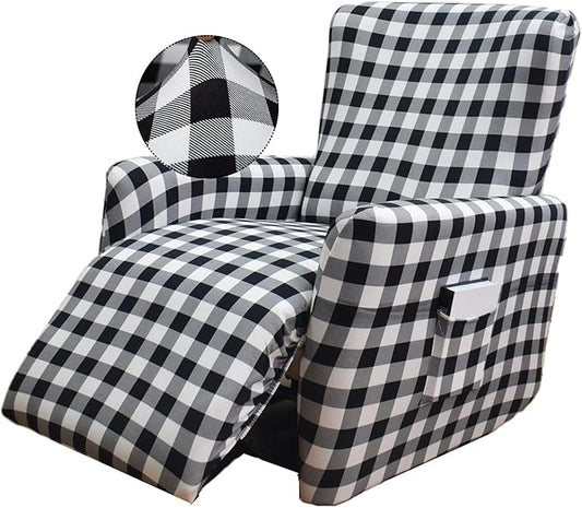 NILUOH Stretch Recliner Cover 4 Pieces Electric Power Lift Recliner Chair Cover Reclining Couch Cover Anti-Slip Fitted Furniture Protector with Side Pocket