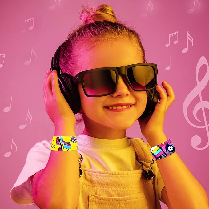 Viicoor Retro 48PCS Slap Bracelets Snap Bracelet 70s 80s 90s Wrisrtband School Prizes Exchanging Gifts