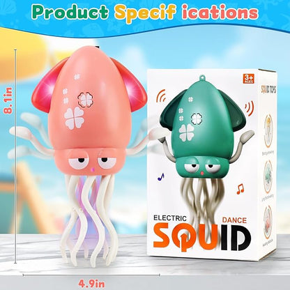 LZZAPJ Electric Dancing Octopus Light Music Suitable for 12-18 Months Old Baby Toys, Kid Crawling Squid Toys Suitable for Toddler Tummy time, Birthday for 1 2 3 4 5 6 Year Old Girl (Pink)