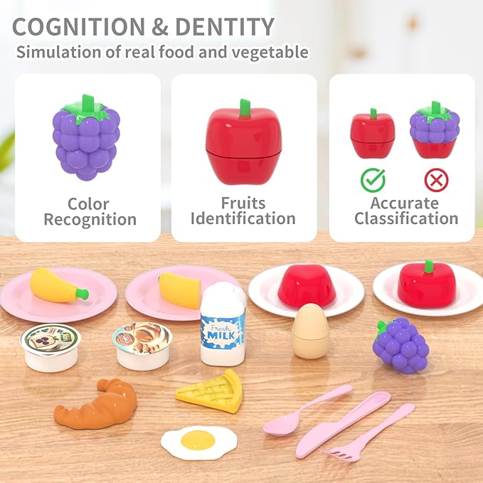 Kitchen Appliances with Food Toys, Toy Kitchen Set for Kids Play Kitchen Accessories Set, Blender,Mixer and Toaster. Girls Toys Ages 3-8