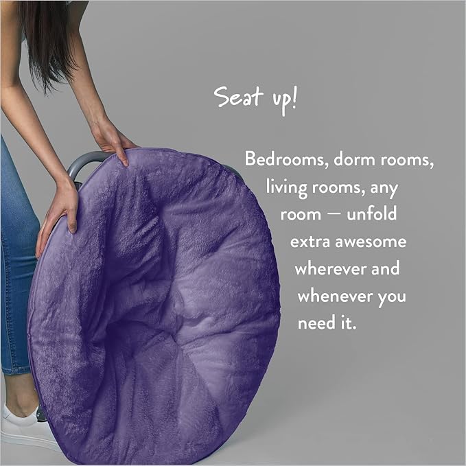 Urban Lifestyle Faux Fur Saucer™ Chair, Purple/Silver 22" D x 32" W x 29" H