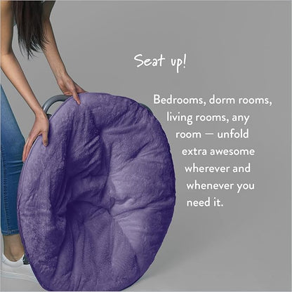 Urban Lifestyle Faux Fur Saucer™ Chair, Purple/Silver 22" D x 32" W x 29" H