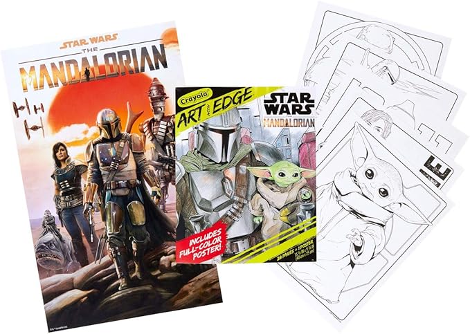 Crayola Mandalorian Coloring Book with Poster, Baby Yoda Featured, Styles Vary, 28 Pages