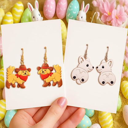 9pcs Farm Theme Polymer Clay Cutters，Animal Polymer Clay Jewelry - Fish Hen Cowboy Dog Butterfly Corgi Polymer Clay Cutters，Easter Gifts