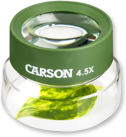 Carson Kids BugLoupe 4.5x Pre-Focused Stand Magnifier Loupe for Viewing Insects, Plants, Coins, Stamps, Maps, Fine Print and Wildlife (HU-55), Green, One Size