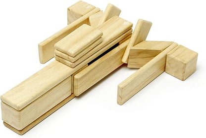 24 Piece Tegu Magnetic Wooden Block Set, Natural, 1-99 years old
