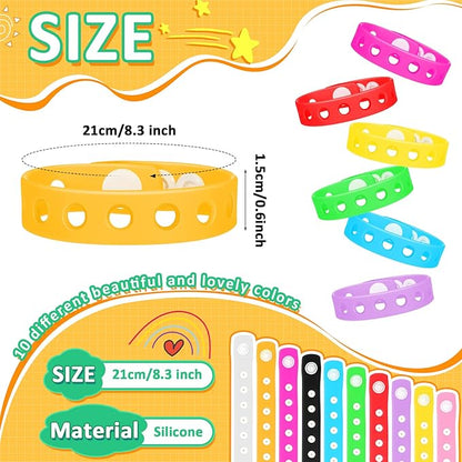 Henoyso 150 Pcs Silicone Shoe Silicone Wristbands Bulk Adjustable Silicone Wristbands 8.3 Inch Cute Colored Rubber Wristbands for Adult DIY Birthday Party Favors, 10 Colors