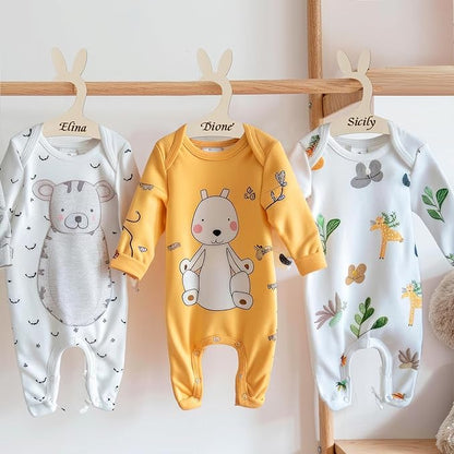 20 Packs Wooden Baby Hangers for Baby Clothes, Cute Bunny Ears Wood Newborn Baby Girl Boy Hangers for Nursery 9 Inch Kids Toddlers Children Infant Hangers for Baby Shower Crate Closet Clothing Storage