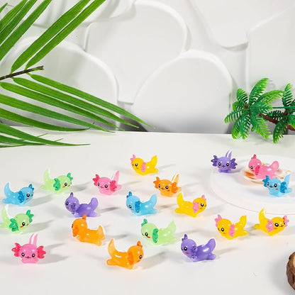 70 Pcs Mini Resin Axolotl, Tiny Axolotl Miniature Figures Toy Mini Axolotl Charm Ornament for Fairy Garden Landscape Aquarium Birthday Christmas Party Decoration