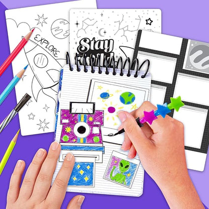 Fashion Angels Doodling Book Bundle for Kids, 3 Coloring Books with Over 300 Pages, Includes Stackable Crayon, Great for Road Trips, Sleepover, Plane Ride Activities, for Ages 6 and Up