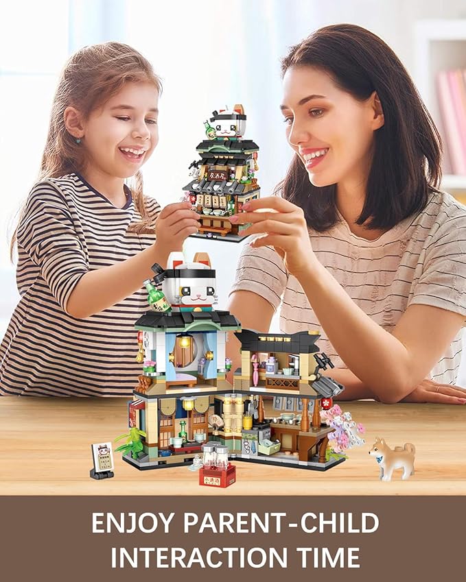 Japanese City Street View Izakaya Shop, MOC Creative Building Blocks House Set, Simulation Architecture Construction Toy, Gifts Idea for Kids Adults (Mini Blocks 789 pcs)