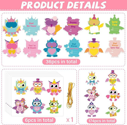 Qyeahkj 36 Sets Valentine's Day Craft for Kids DIY Owl Craft Kit Valentines Decoration Ornament Valentine's Day Arts and crafts for Classroom Home Fun Activities Kindergarten