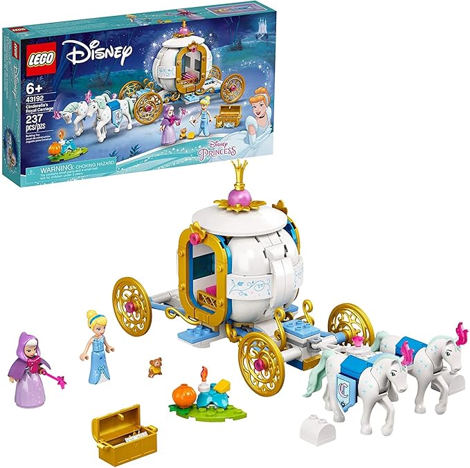 LEGO Disney Cinderella’s Royal Carriage 43192; Creative Building Kit That Makes a Great Gift, New 2021 (237 Pieces)