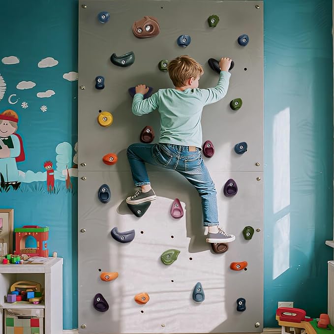 TOPNEW 32PCS Rock Climbing Holds with Mounting Hardware - Climbing Rocks for Indoor/Outdoor Kids Adults Rock Wall, Play Set & Climbing Gym, Dark Color