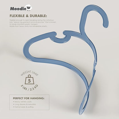 Recycled Plastic Kids Hangers | 13.5" Heavy Duty Kids Clothes Hangers | Bulk Pack Childrens Hangers, Large Child Hangers | Toddler Hangers (2-12yrs | 25 Pack, Blues)