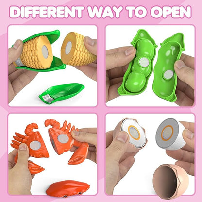 94 Pcs Cutting Play Food Set for Kid Kitchen (45 Items), Pretend Play Food with Shopping Basket, Fake Food Accessories with Fruit Vegetable Toy for Toddler, Educational Gift for Little Girl Birthday