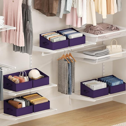 DIMJ Closet Storage Bins 12 Pack - Fabric Storage Baskets for Shelves, Collapsible Clothes Organizer with Handles, Trapezoid Shelf Organization Storage Cubes for Purse, Toys, Books, Towel, Clothes