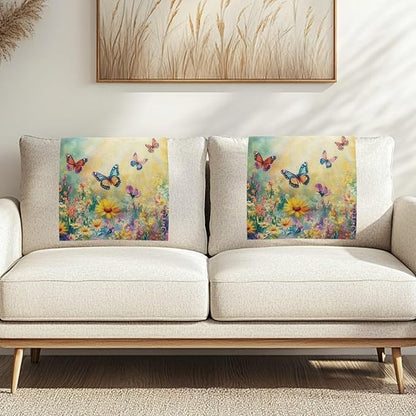 Butterfly Head Rest Cover for Recliner Easy to Install Floral Headrest Slipcovers Covers Pet Scratch Resistant Couch Headrest Covers for Sofa 2 Pack