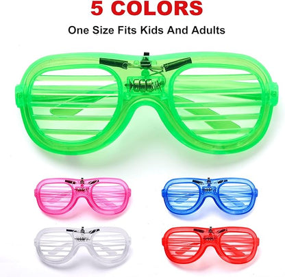 25 Pack Light Up Glasses Party Favor, LED Sunglasses Bulk 5 Colors Neon Accessories Glow In The Dark Party Supplies Toy for Kids & Adults Fit All Size, Gamer Laser Tag Birthday Holiday Wedding