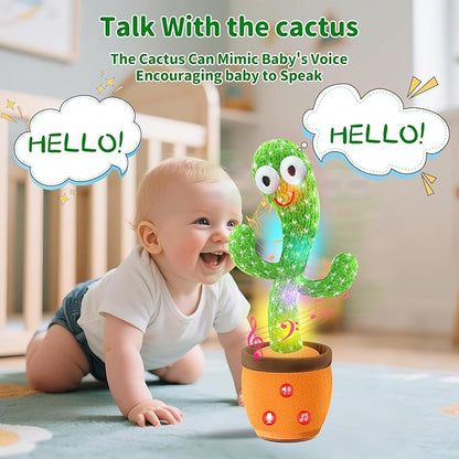 Dancing Talking Cactus Baby Toys, Easter Gifts/Easter Basket Stuffers for Kids, Singing Mimicking Recording Toys Repeats What You Say, Comes with English Songs Talking Musical Toy (Rechargeable)