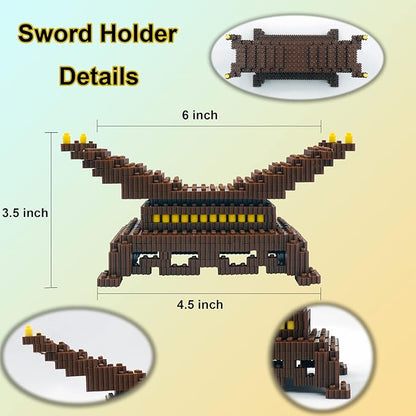 Demon Slayer Sword Building Kit, 19in Cosplay Anime Samurai Zenitsu Sword Building Blocks with Sword Stand, Demon Slayer Katana Sword Model Decor Building Brick Gift for Kid, Adult