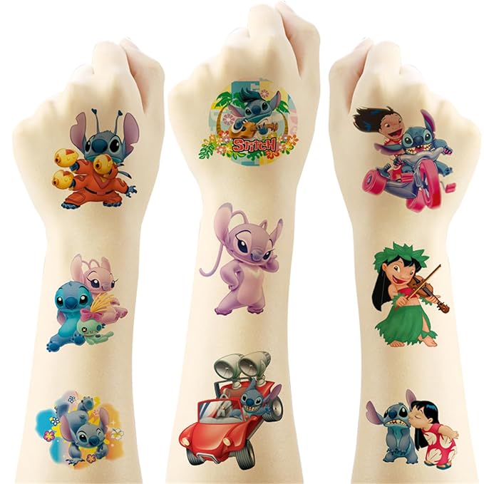 20PCS Cute Stitch Temporary Tattoos Stickers Lilo&Stitch Waterproof Temporary Tattoos Stickers for People,Classroom Reward Supplies,Birthday Party Halloween and Christmas Surprise Decoration Supplies
