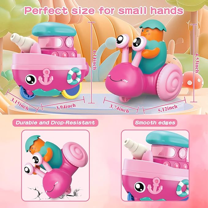 Toddler Toys for 1 Year Old Girl,Press to Go Car Baby Toys 6-12-18 Months,1 Year Old Girl Gifts Push Toy Cars for Toddlers 1-3,1 2 3 4 Year Old Boy Girls Toys First Birthday Gifts Christmas Boat