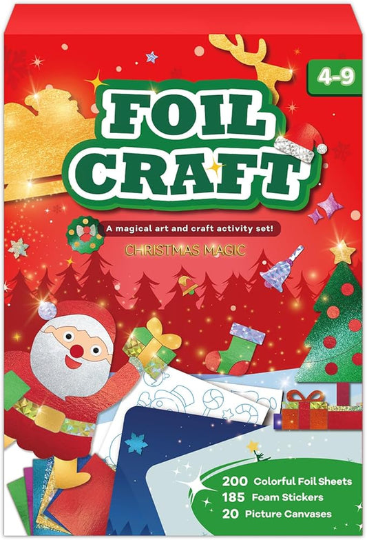 SOOVSY 200 Sheets Christmas Art & Craft Activity, Foil Art Fun Kit for Kids, Foil Art for Kids Crafts Kit DIY Creative Birthday Gifts Travel Toys for 4 5 6 7 8 9 Years Old Kids Girls Boys