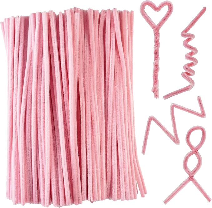 Qirimoi Pink Pipe Cleaners Craft Pipe Cleaners Bulk Pipecleaners Crafts Supplies，200Pcs Pink
