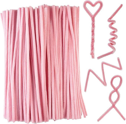 Qirimoi Pink Pipe Cleaners Craft Pipe Cleaners Bulk Pipecleaners Crafts Supplies，200Pcs Pink