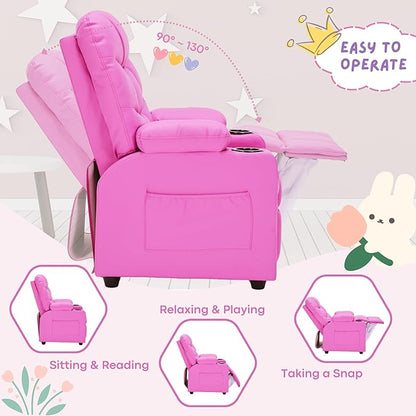 Marshmallow Larger Kids Reclining Chair Leather Recliner Sofa Children Ages 3-12