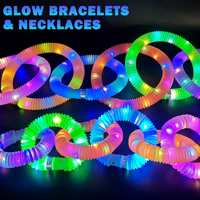 Glow Sticks Party Favors for Kids 12 PCS,Glow in Dark Party Supplies for Toddlers,Light Up Neon Necklace Bracelet Accessories Decorations for Boys Girls,Fun for 4th of July Birthday Dance Camp Care