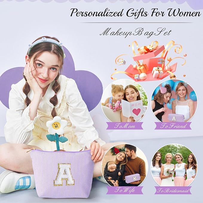 YOOLIFE Birthday Gifts for Women Kids Teen Girl Girlfriend Bridesmaid Wife | Travel Toiletry Bag | Birthday Gift Idea for Her Mom Girlfriend Bridesmaid Wife | Birthday Gift Idea for Her Purple K