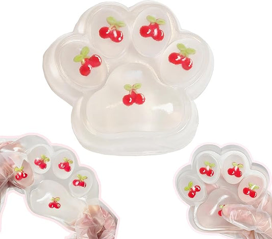 Large Cat Paw Taba Squishy Squeeze Toys 5-inch Cherry Cute Fufu Squishy Sensory Stress Relief Fidget Toys for Party Favors Sensory Anxiety Toys for Adults (Cherry)