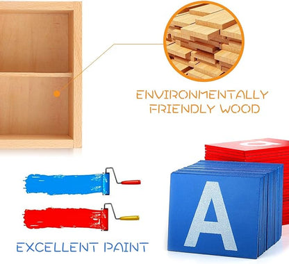 YHZAN Montessori Sandpaper Letters Toys for Toddlers Small & Capital 2pc Wooden Box Set Early Childhood Education Material