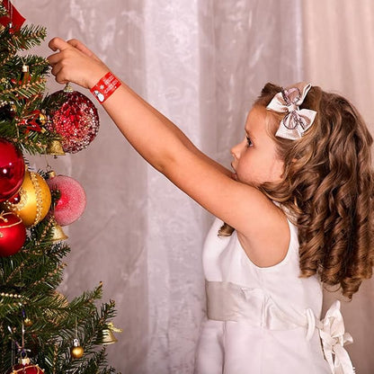 LOMIMOS 48PCS Christmas Slap Bracelets,Xmas Snap Wristbands with Santa Claus Reindeer for Kids Party Favors Little Toys