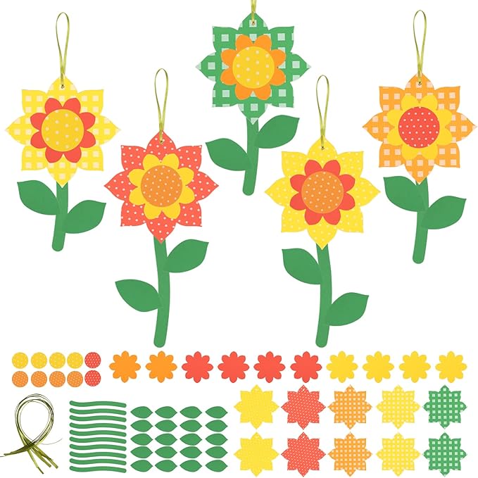 Fennoral 10 Pack Sunflower Crafts for Kids Make You Own Flowers Foam Stickers Ornament DIY Arts and Crafts for Boys Girls Spring Summer Art Activity Birthday Decoration